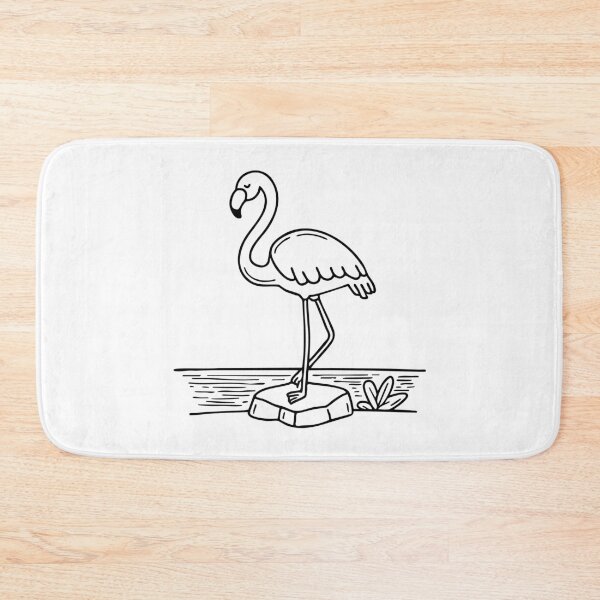 Item preview, Flamingo perched on rock near shore designed and sold by rasagamastore.