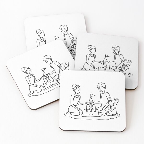 Item preview, Family building sandcastle on beach designed and sold by rasagamastore.
