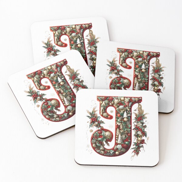 Item preview,  Christmas Printable Letter J Festive Digital Artwork designed and sold by Monascreativeempire.
