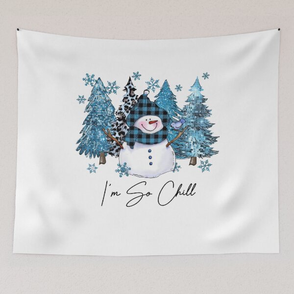 Item preview, I'm so chill Winter Snowman with Blue Buffalo Plaid designed and sold by nor-my.