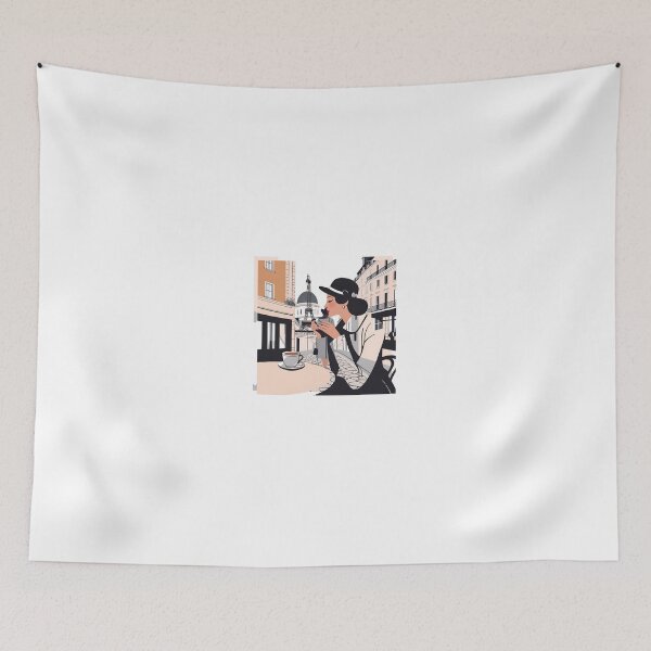 Item preview, parisian woman drinking coffe designed and sold by ilicart.