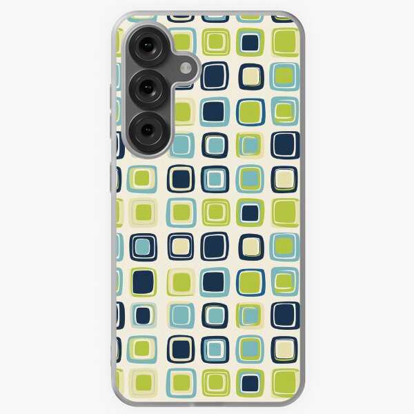 Item preview, Retro Lime and Navy Geometric Squares Mid-Century Modern Pattern  designed and sold by CognitiveShift.