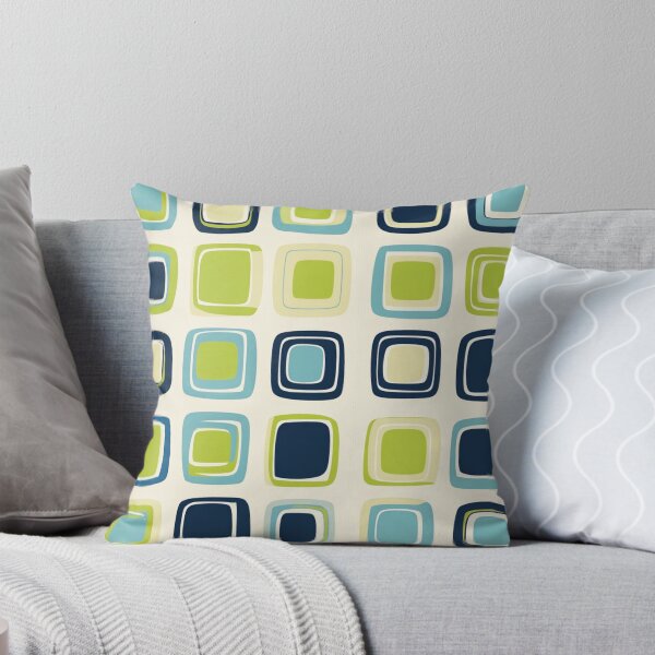 Item preview, Retro Lime and Navy Geometric Squares Mid-Century Modern Pattern  designed and sold by CognitiveShift.
