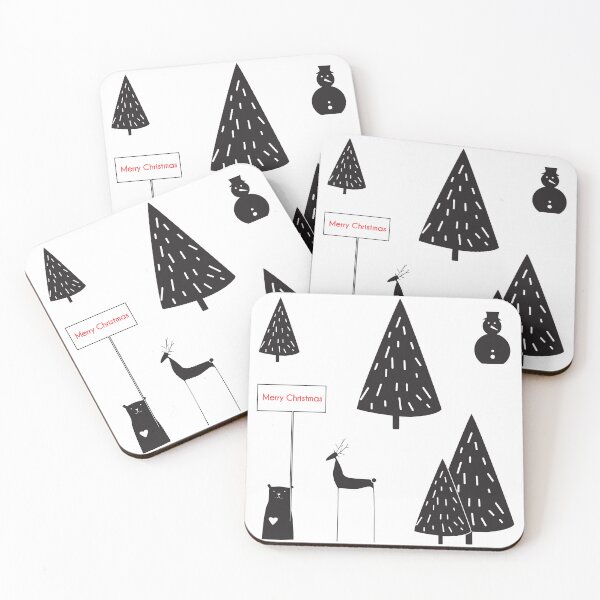 Item preview, Happy new year black white quote, Scandinavian style deer and bear. designed and sold by MatyKotiv.