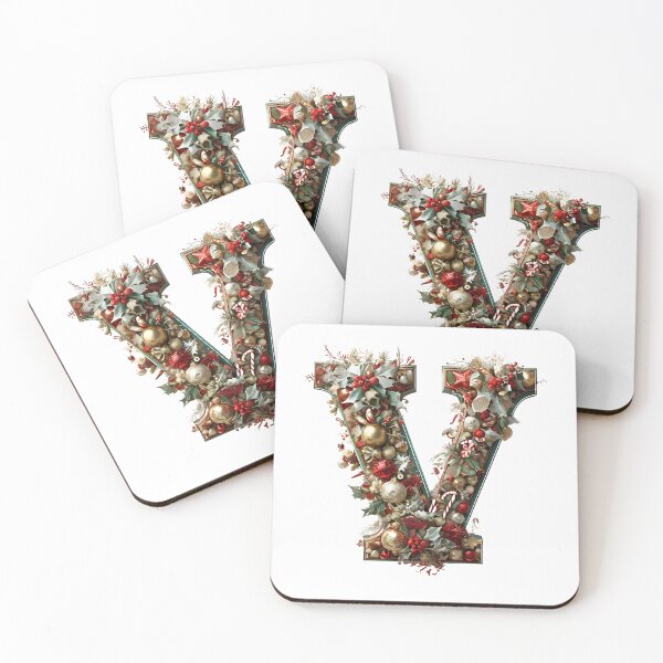 Item preview, Christmas Printable Letter V Festive Digital Artwork designed and sold by Monascreativeempire.