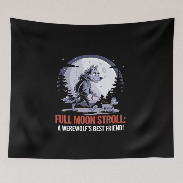 Item preview, Werewolf Full Moon Stroll – Funny Night Walk Illustration designed and sold by love3617.