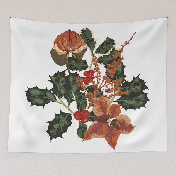 Item preview, Botanical Christmas composition with flowers and berries. designed and sold by MatyKotiv.