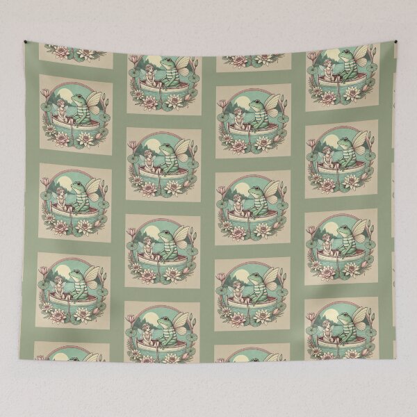 Item preview, Frogcore / Fairycore lovely watercolor illustration, frog boating with a fairy designed and sold by coloursforkids.