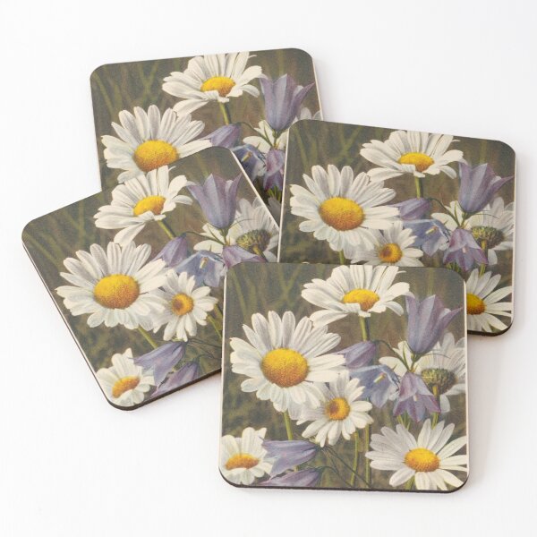 Item preview, Vintage Botanical Postcards: Chrysanthemum Leucanthemum and Campanula (Oxeye-daisy and Blue-bell) designed and sold by sleepyhenry.