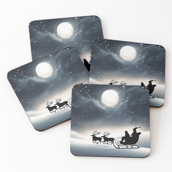 Item preview, santa riding his sledge on a full moon night designed and sold by optimusprime39.