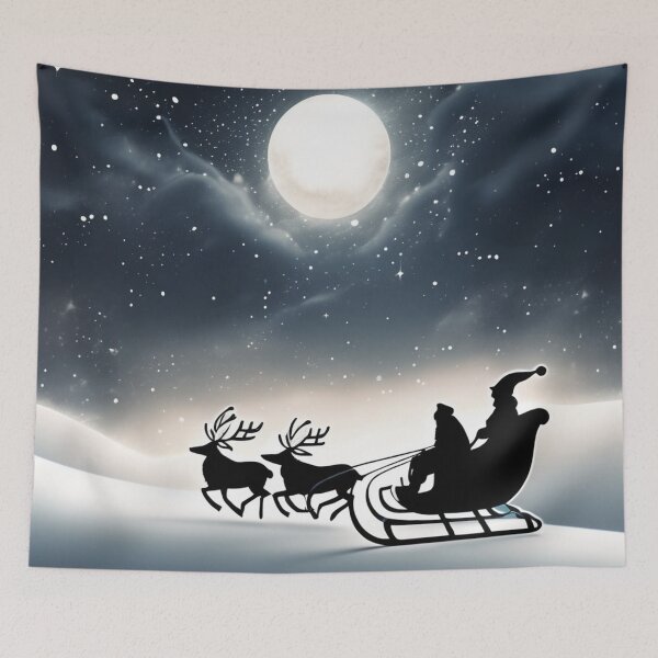 Item preview, santa riding his sledge on a full moon night designed and sold by optimusprime39.