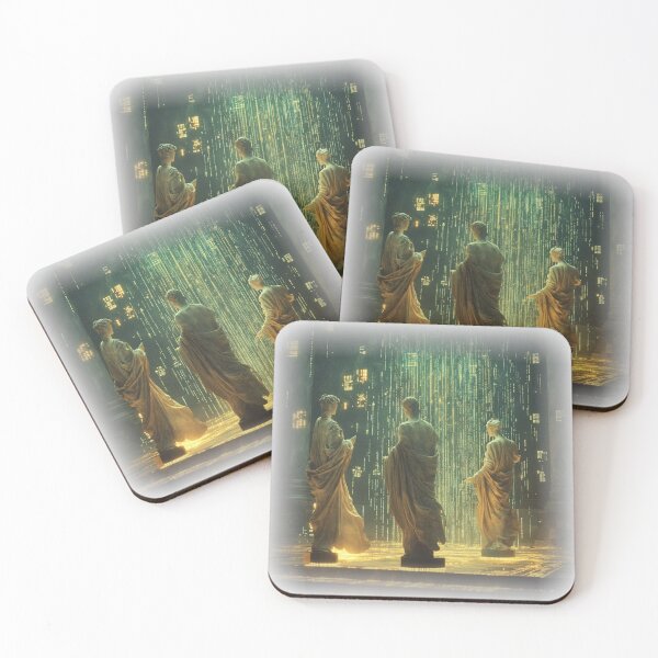 Item preview, Roman Statues Amidst Digital Rain designed and sold by Growntor.