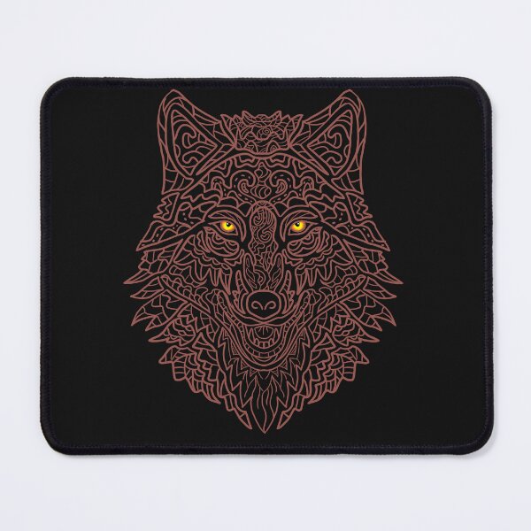 Item preview, The grinning wolf stares with tribal ornaments designed and sold by KARYAOKE.