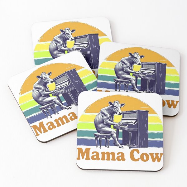 Item preview, Mama Cow Playing Piano Retro Design designed and sold by QATRIZZ0.