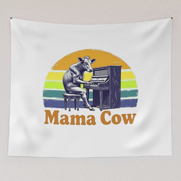 Item preview, Mama Cow Playing Piano Retro Design designed and sold by QATRIZZ0.