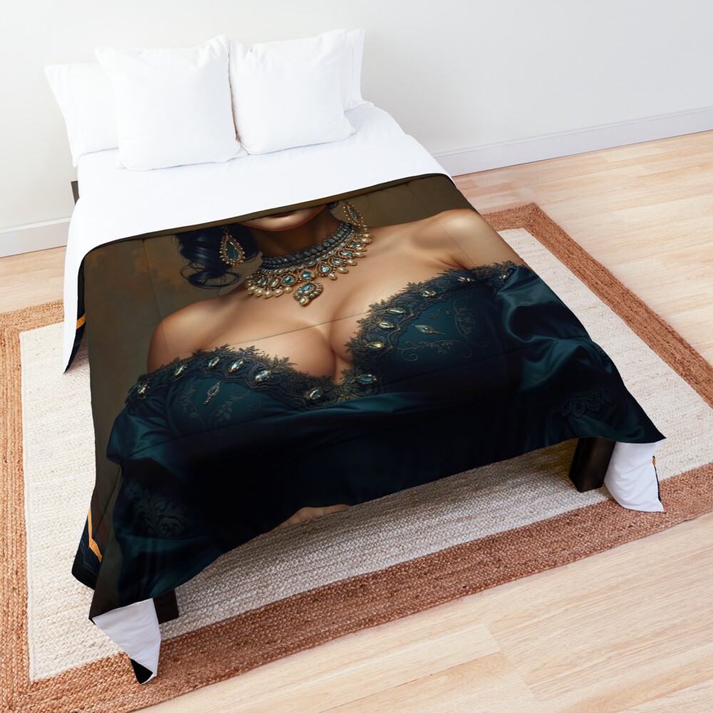 A Timeless Classic Portrait of Glamour, Sophistication, And Beauty Stunning AI Concept Art by Xzendor7 Decorative Art Print Comforter