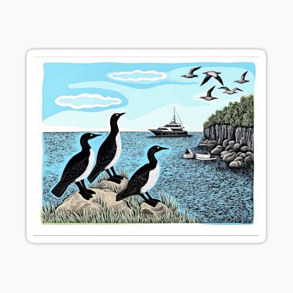 Item preview, Cormorants in seascape designed and sold by DJVYEATES.