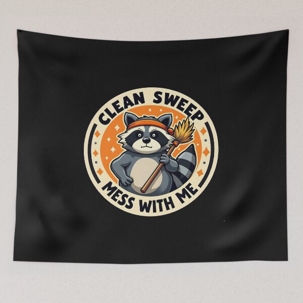 Item preview, Clean Sweep Raccoon: Chaos Meets Cleanliness in Style designed and sold by shrolts.