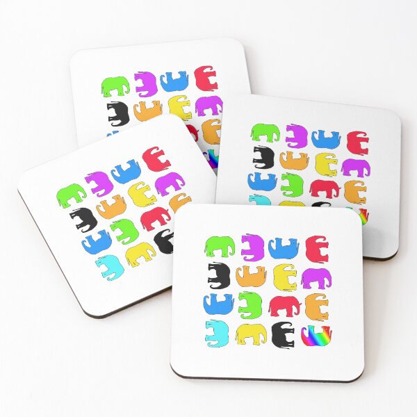 Item preview, Multi coloured  Elephants on white designed and sold by TerenceLacey.