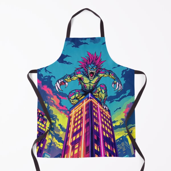 Item preview, Neon Monster on Skyscraper at Night designed and sold by artwaves.