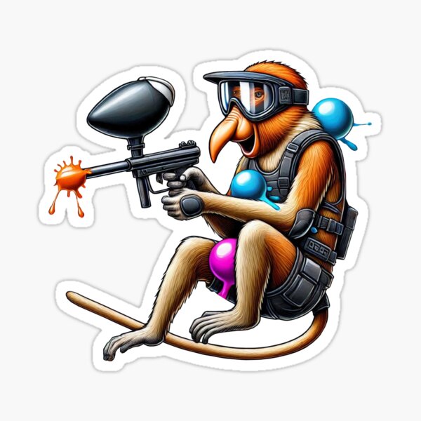 Vista previa del artículo con la obra «Mono narigudo - Jugador de paintball», diseñado y vendido por Wild-way.