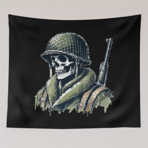 Item preview, Skeleton Skull Soldier World War Sketchy Vintage designed and sold by TomFrontierArt.