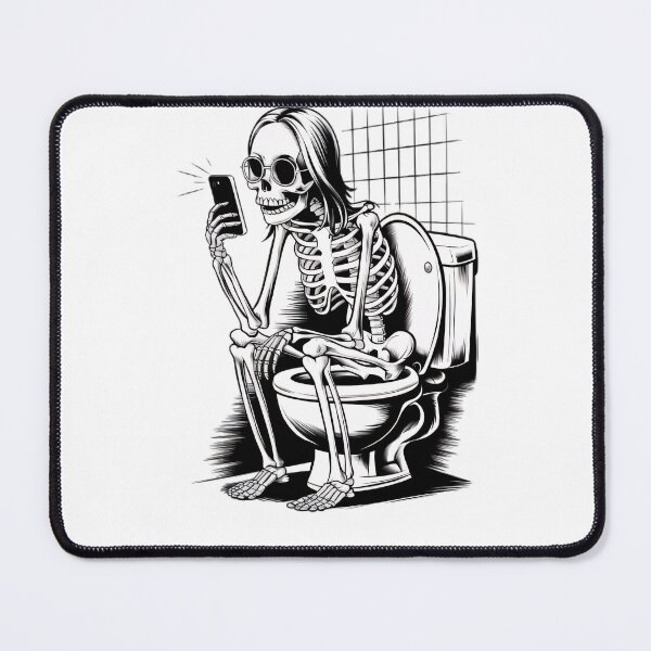 Item preview, Life’s Final Swipe, skeleton on toilet designed and sold by BugiDesignArt.