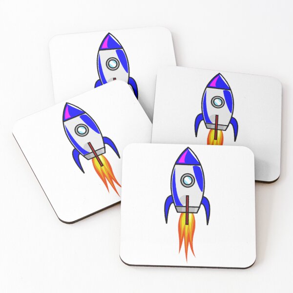 Item preview, Blue and White Rocket Ship with Flames designed and sold by gistinker.