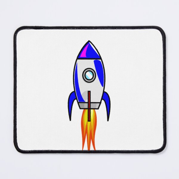 Item preview, Blue and White Rocket Ship with Flames designed and sold by gistinker.