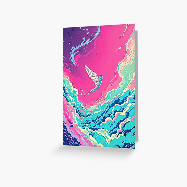 Item preview, Winged Figure Soaring Through Colorful Sky designed and sold by artwaves.