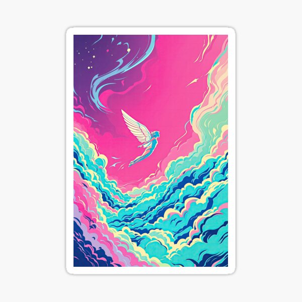 Item preview, Winged Figure Soaring Through Colorful Sky designed and sold by artwaves.