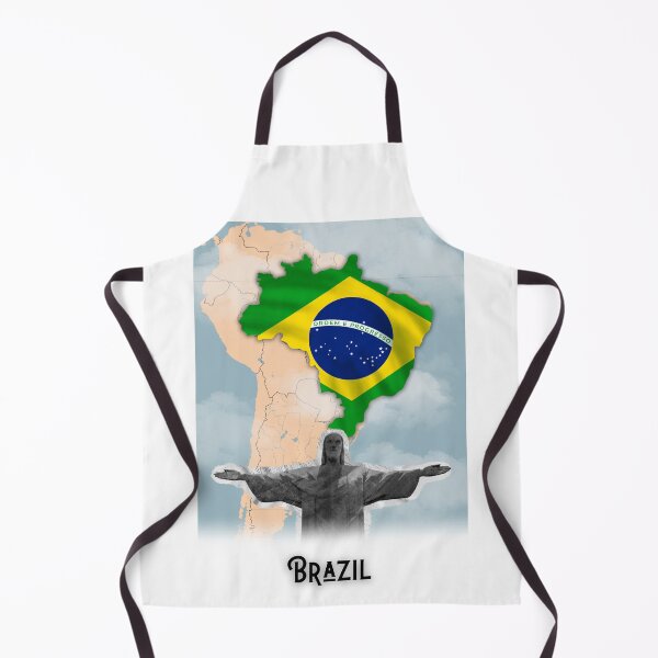Item preview, 3D Brazil Map with Brazilian Flag Pattern & Landmarks designed and sold by Psycho-Crazy.