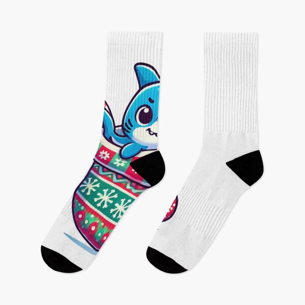 Item preview, Shark in Christmas Stocking Illustration designed and sold by Ideaunluck-shop.