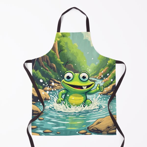 Item preview, Cartoon Frog Splashing in Forest Stream designed and sold by artwaves.