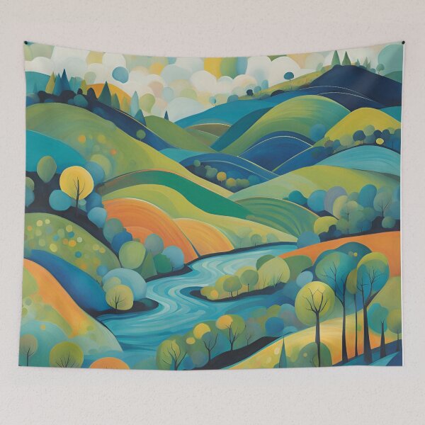 Item preview, Vibrant Hills | Serene River Flow | Nature-Inspired Art designed and sold by Epic--Art.