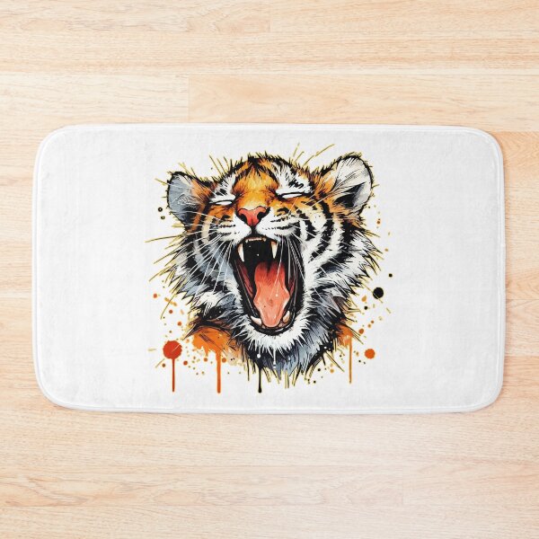 Item preview, Yawning Tiger Cute Watercolor Splash Art designed and sold by TomFrontierArt.