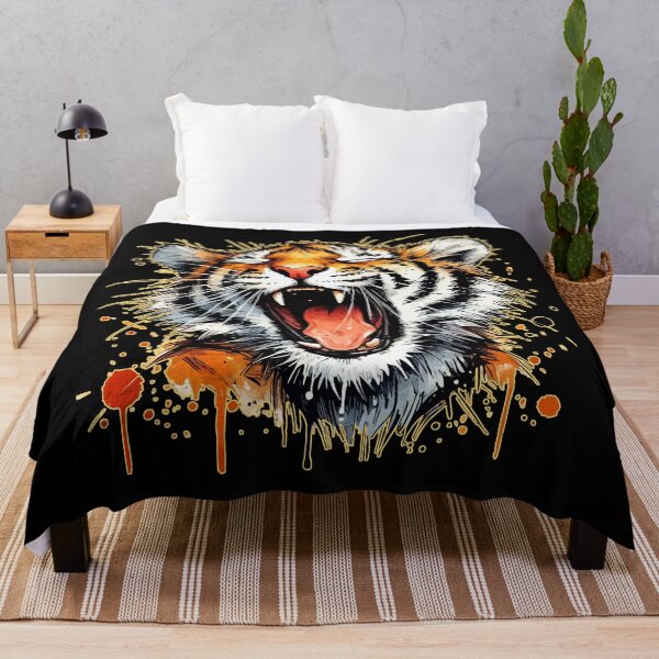 Item preview, Yawning Tiger Cute Watercolor Splash Art designed and sold by TomFrontierArt.