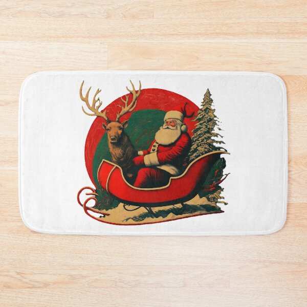 Item preview, Vintage Santa Claus Riding Sleigh , Retro Christmas Graphic , Holiday Santa and Reindeer , Festive Xmas Print designed and sold by Indyadizine.