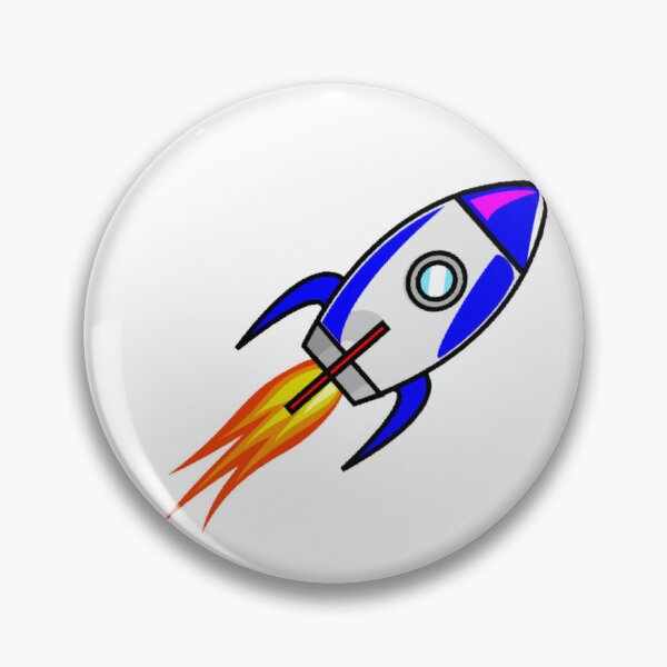 Item preview, Blue and White Rocket Ship with Flames Angled designed and sold by gistinker.