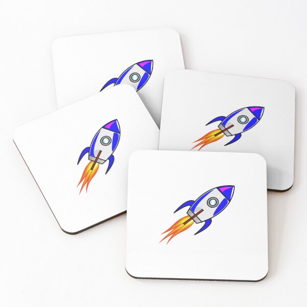 Item preview, Blue and White Rocket Ship with Flames Angled designed and sold by gistinker.
