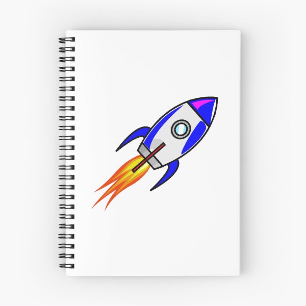 Item preview, Blue and White Rocket Ship with Flames Angled designed and sold by gistinker.