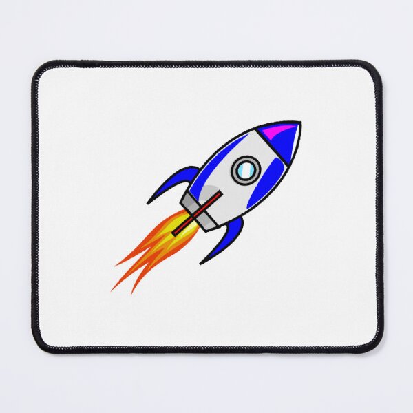 Item preview, Blue and White Rocket Ship with Flames Angled designed and sold by gistinker.