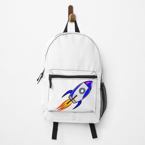 Item preview, Blue and White Rocket Ship with Flames Angled designed and sold by gistinker.