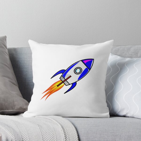 Item preview, Blue and White Rocket Ship with Flames Angled designed and sold by gistinker.