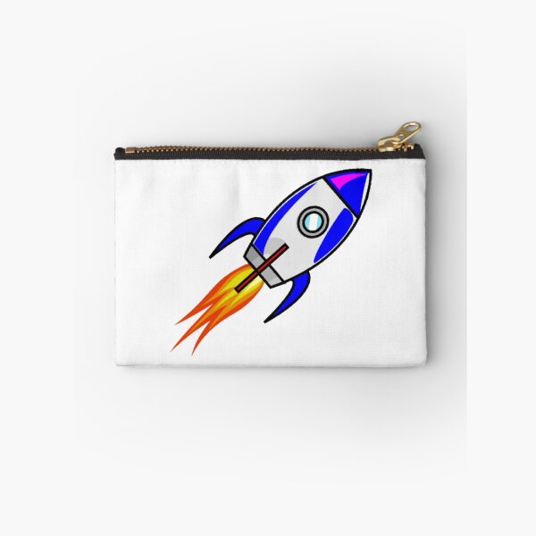 Item preview, Blue and White Rocket Ship with Flames Angled designed and sold by gistinker.