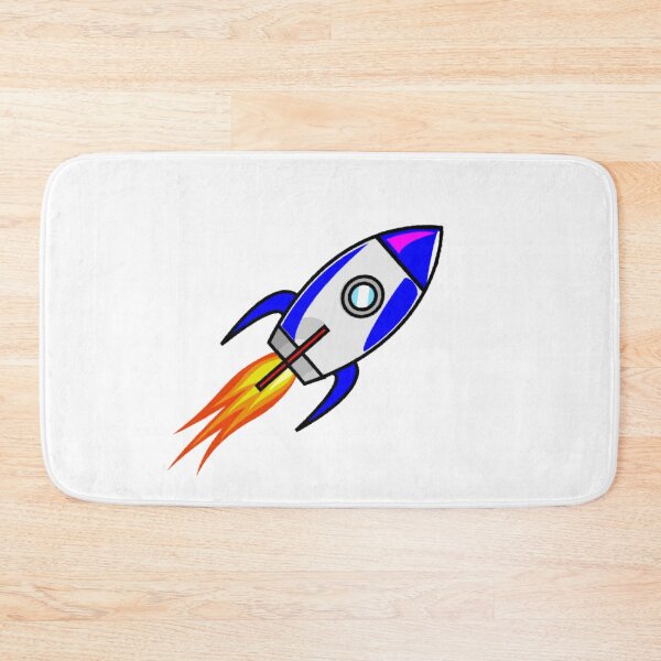 Item preview, Blue and White Rocket Ship with Flames Angled designed and sold by gistinker.