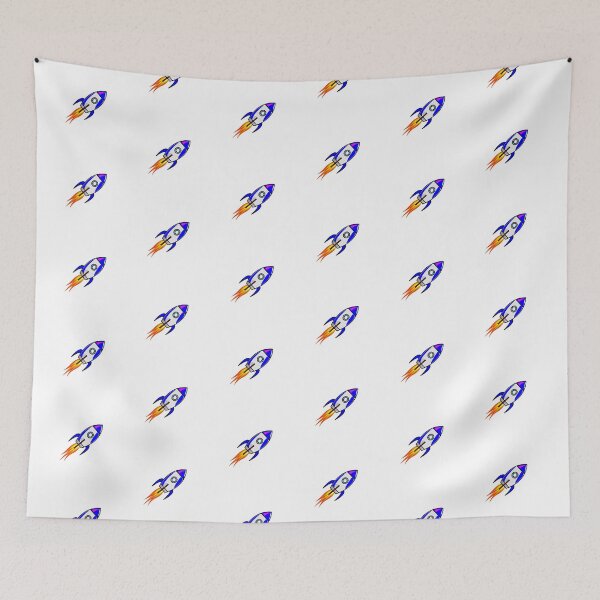 Item preview, Blue and White Rocket Ship with Flames Angled designed and sold by gistinker.
