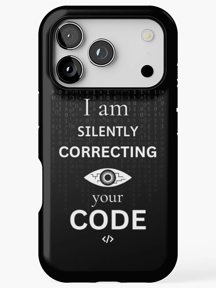 Thumbnail 1 of 4, iPhone Case, Silently correcting your code - Funny IT Debugging Programmer Design designed and sold by aurielphoenix.