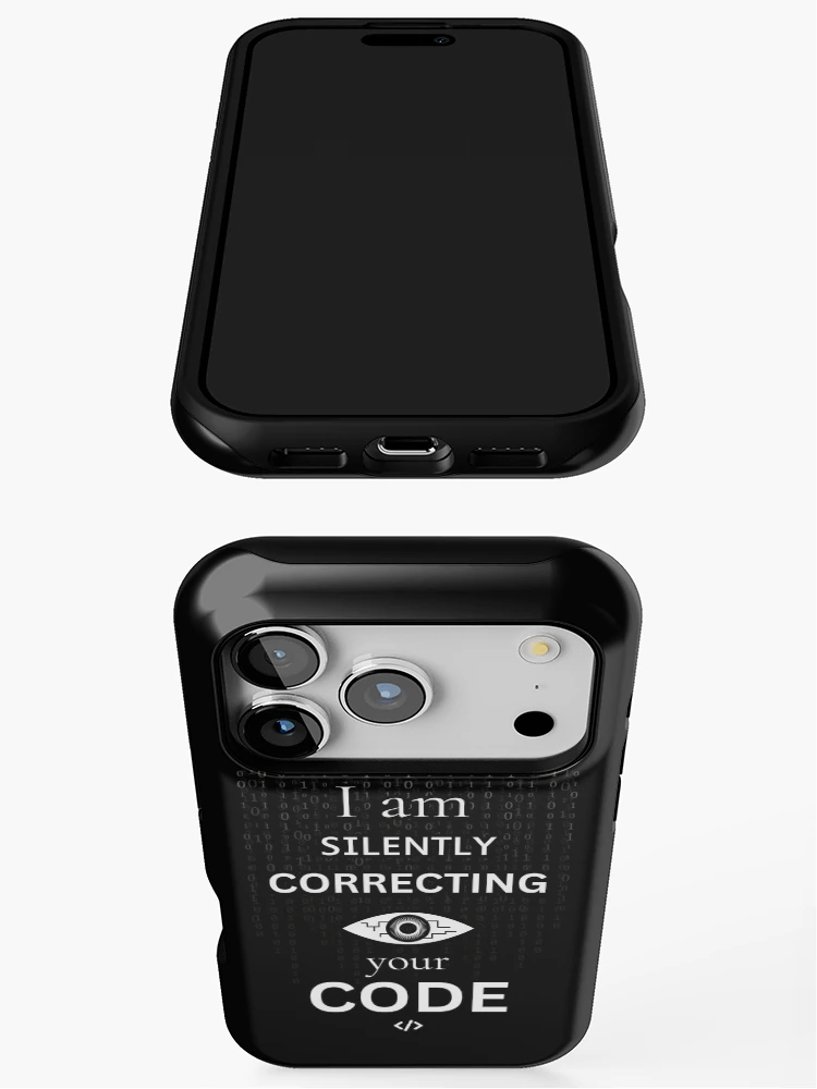Thumbnail 3 of 4, iPhone Case, Silently correcting your code - Funny IT Debugging Programmer Design designed and sold by aurielphoenix.