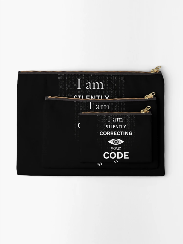 Thumbnail 2 of 4, Zipper Pouch, Silently correcting your code - Funny IT Debugging Programmer Design designed and sold by aurielphoenix.